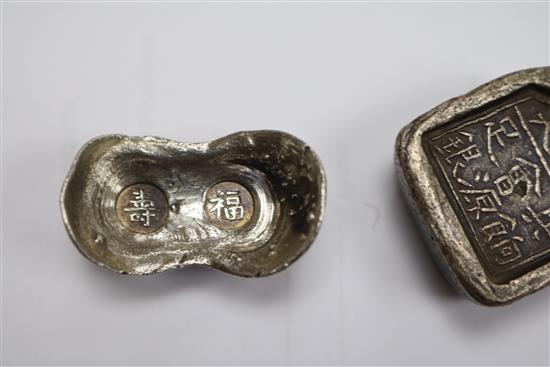 Two Chinese silver ingots